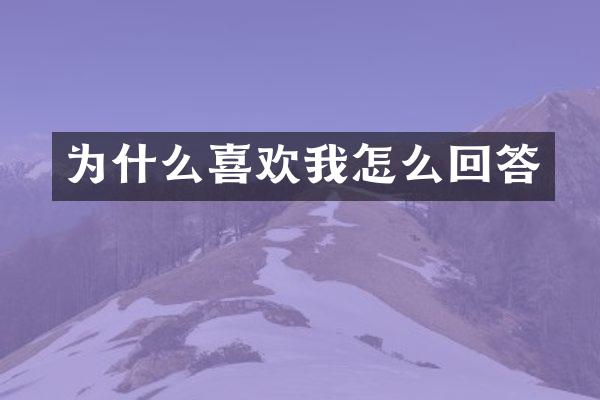 为什么喜欢我怎么回答
