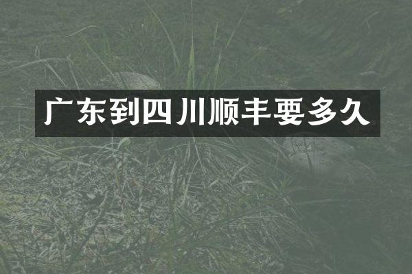 广东到四川顺丰要多久