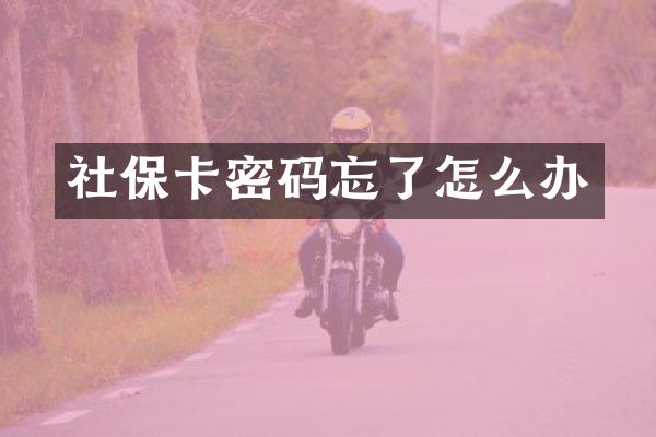 社保卡密码忘了怎么办