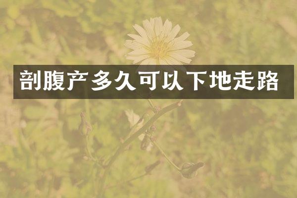 剖腹产多久可以下地走路