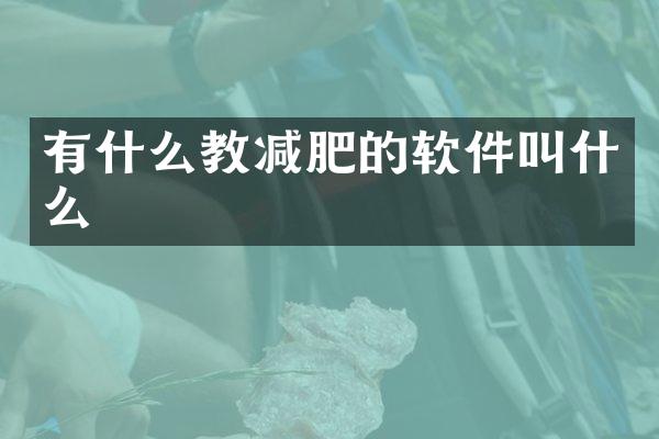有什么教减肥的软件叫什么