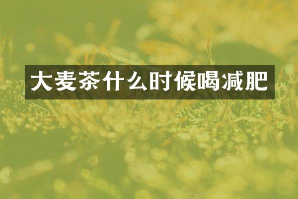 大麦茶什么时候喝减肥