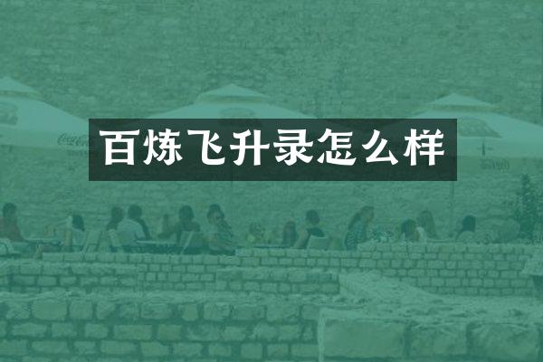 百炼飞升录怎么样