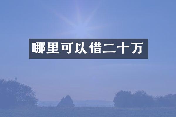 哪里可以借二十万