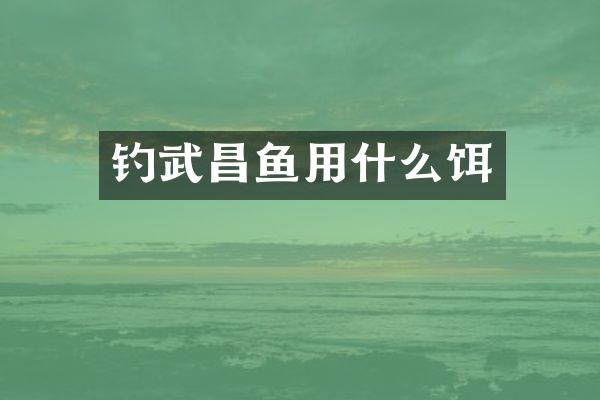 钓武昌鱼用什么饵