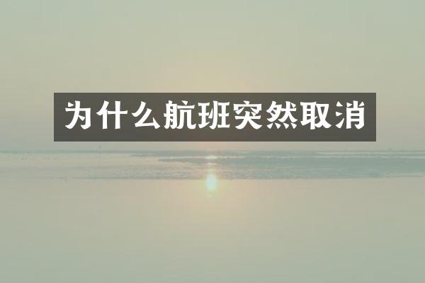 为什么航班突然取消