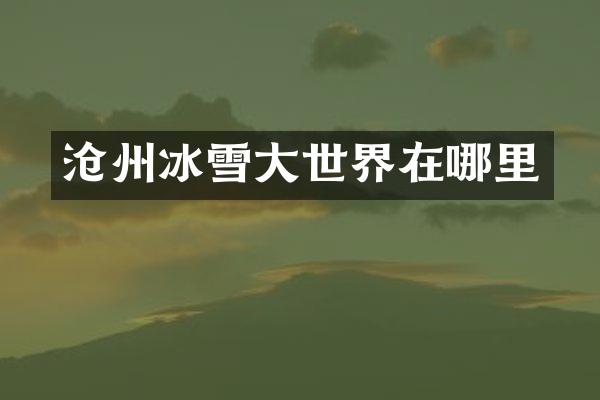 沧州冰雪大世界在哪里