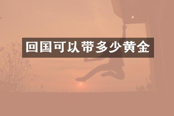 回国可以带多少黄金