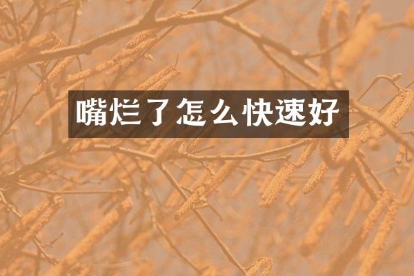 嘴烂了怎么快速好