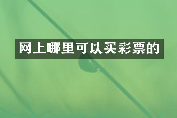 网上哪里可以买彩票的