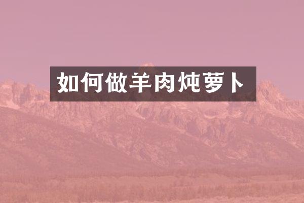 如何做羊肉炖萝卜