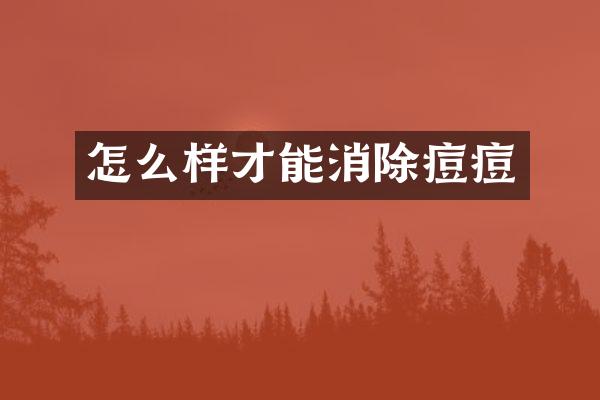 怎么样才能消除痘痘