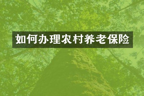 如何办理农村养老保险