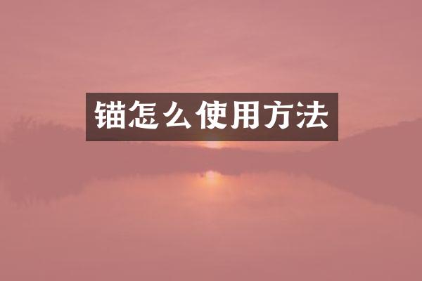 锚怎么使用方法