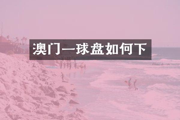 澳门一球盘如何下