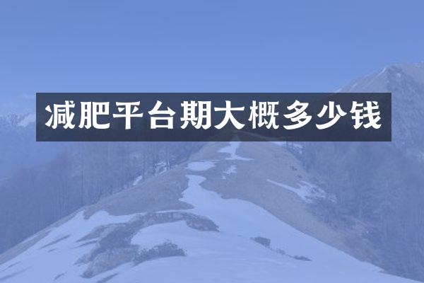 减肥平台期大概多少钱