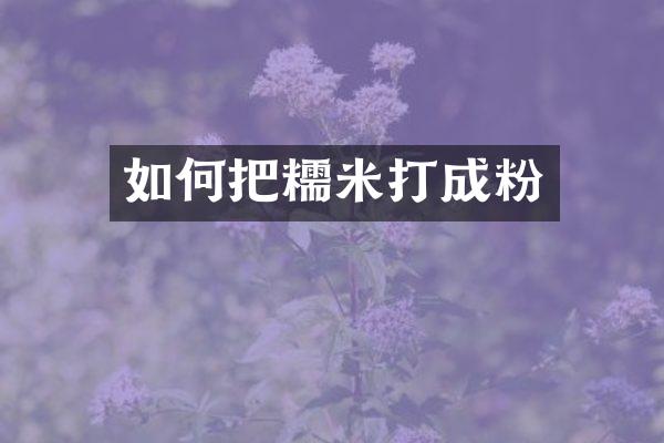 如何把糯米打成粉