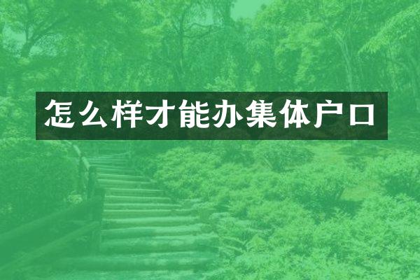 怎么样才能办集体户口