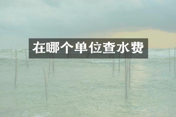 在哪个单位查水费