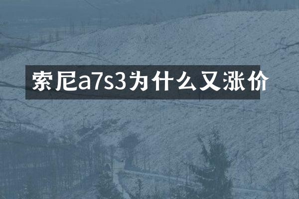 a7s3为什么又涨价