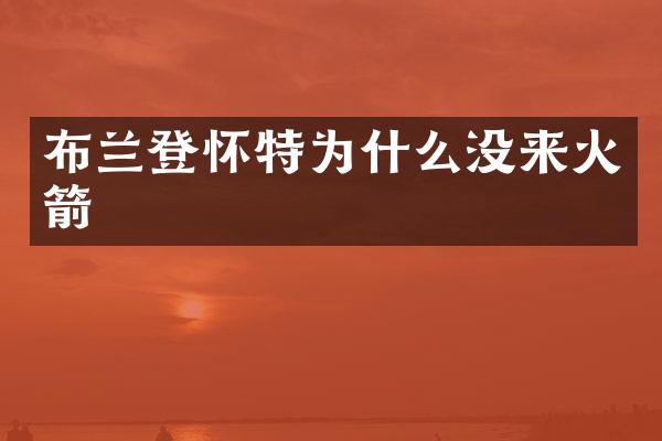 布兰登怀特为什么没来火箭