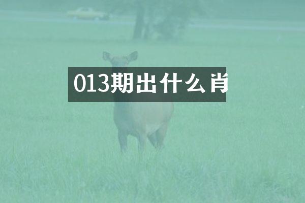 013期出什么肖