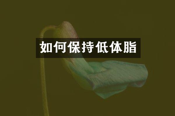 如何保持低体脂