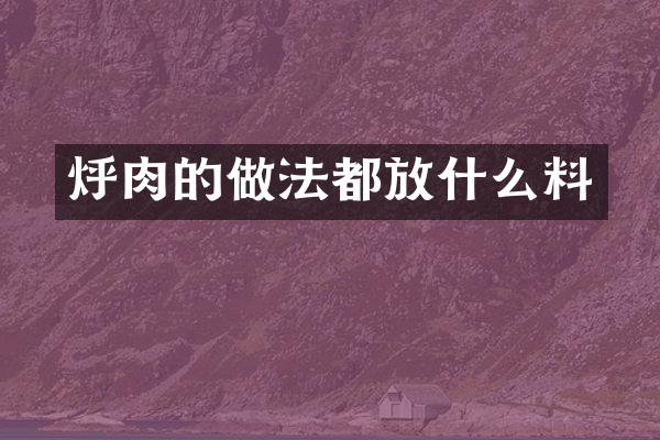 烀肉的做法都放什么料