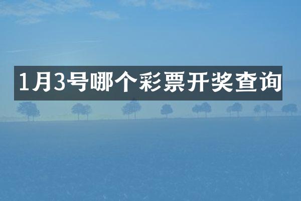 1月3号哪个彩票开奖查询