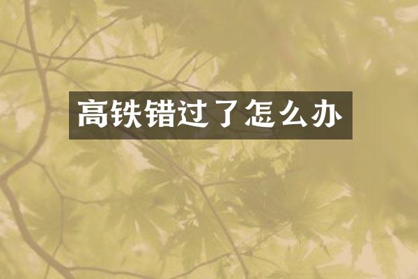 高铁错过了怎么办