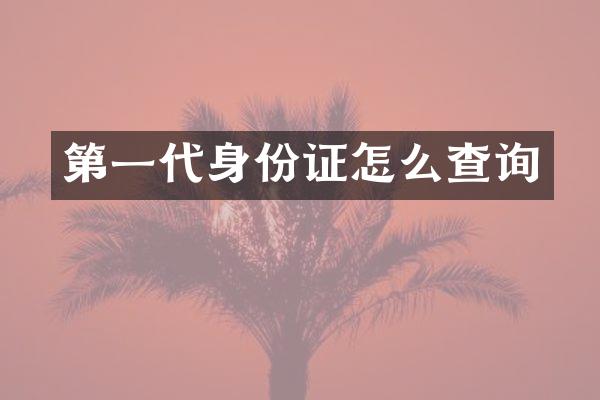 第一代身份证怎么查询