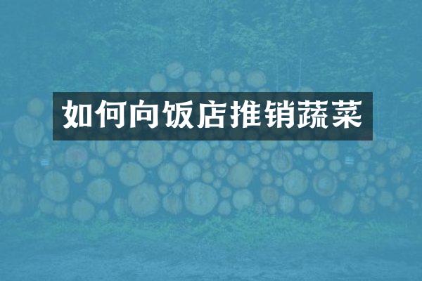 如何向饭店推销蔬菜