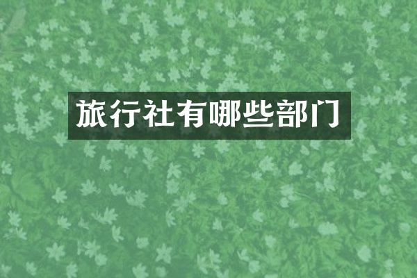 旅行社有哪些部门