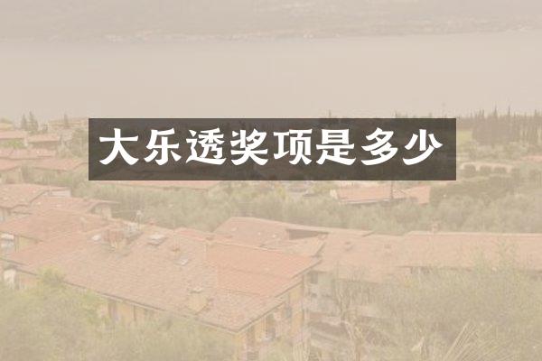 大奖项是多少