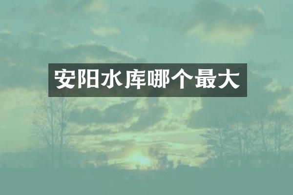 安阳水库哪个最大