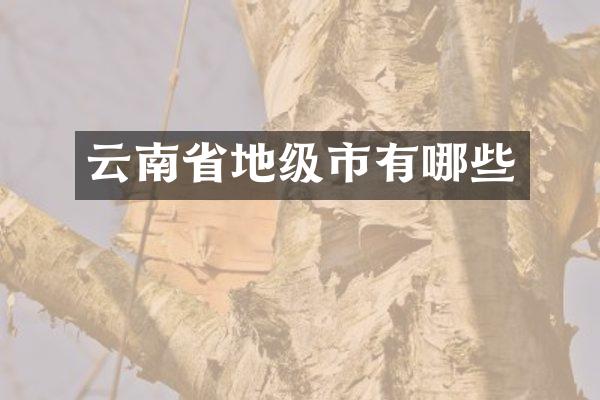 云南省地级市有哪些