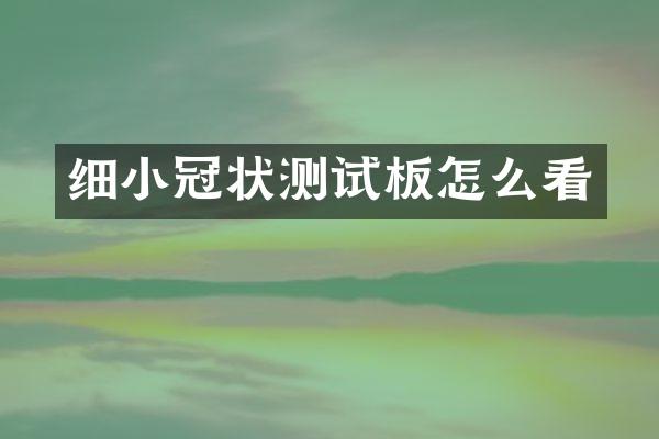 细小冠状测试板怎么看