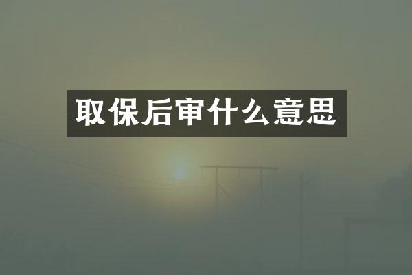 取保后审什么意思