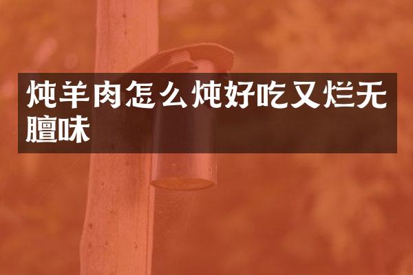 炖羊肉怎么炖好吃又烂无膻味