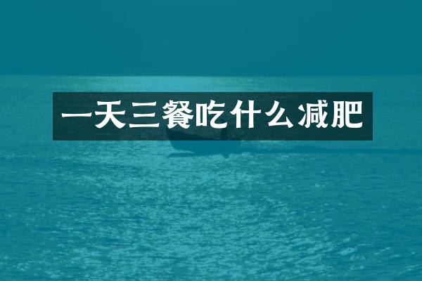 一天三餐吃什么减肥
