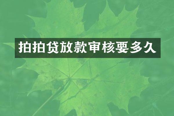 拍拍贷放款审核要多久