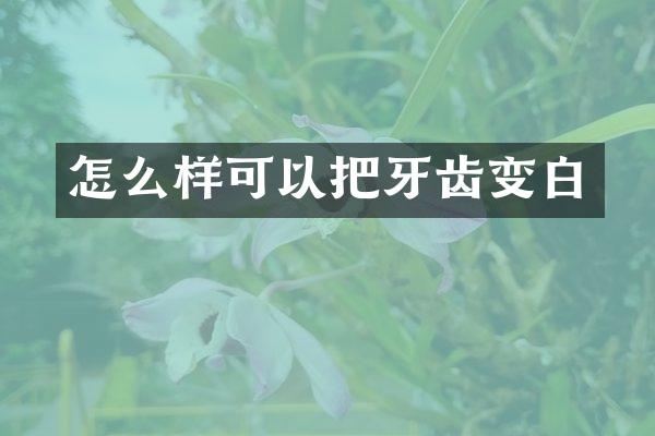怎么样可以把牙齿变白