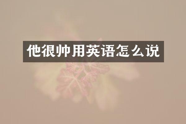 他很帅用英语怎么说