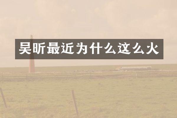 吴昕最近为什么这么火