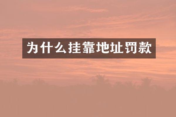 为什么挂靠地址罚款