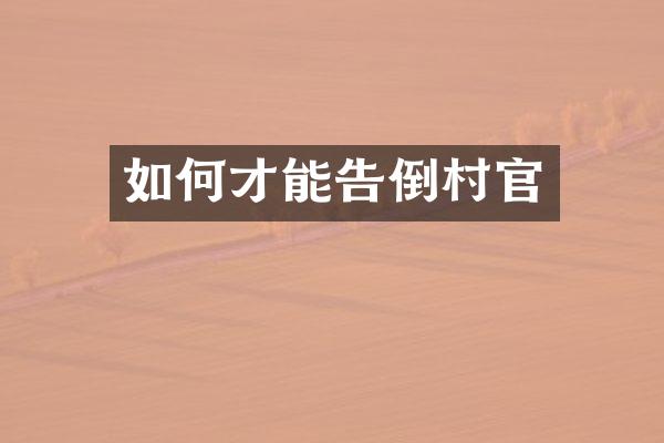 如何才能告倒村官