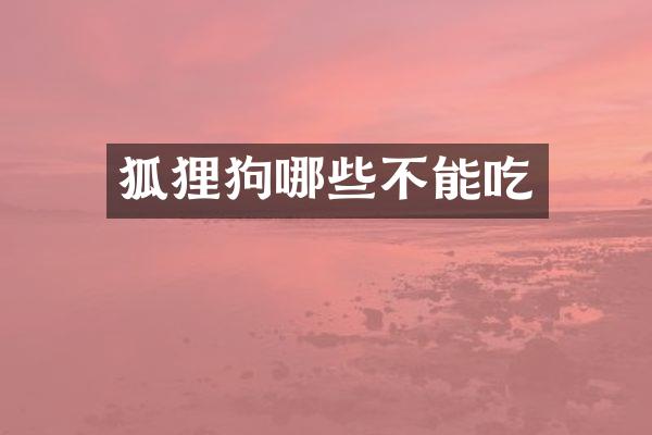 狐狸狗哪些不能吃