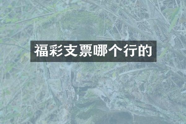 福彩支票哪个行的