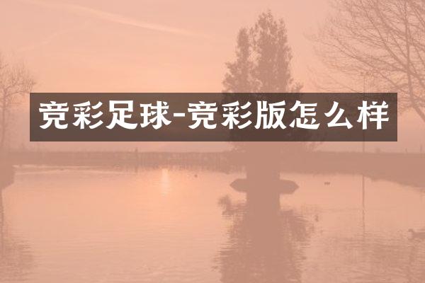 竞彩足球-竞彩版怎么样