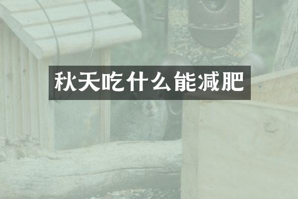 秋天吃什么能减肥